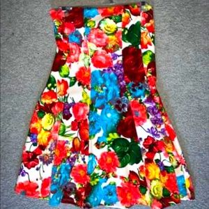 Floral Print Strapless Dress